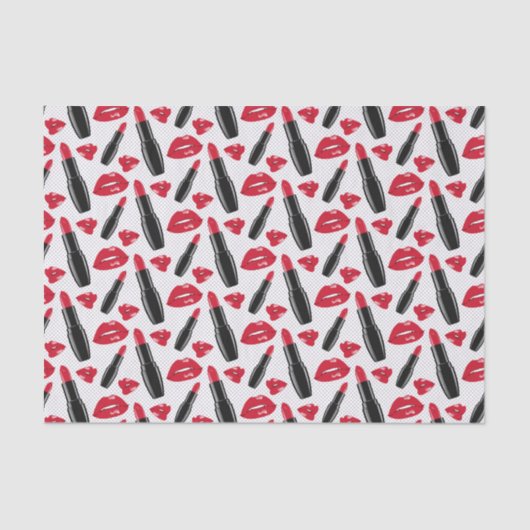 口紅および唇の水玉模様パターン 薄葉紙 (正面)