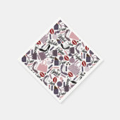 口紅かわいらし、香水、財布&靴のパターン スタンダードカクテルナプキン (角)