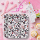 口紅かわいらし、香水、財布&靴のパターン ペーパープレート (パーティー)