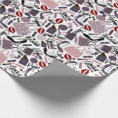 口紅かわいらし、香水、財布&靴のパターン ラッピングペーパー (角)