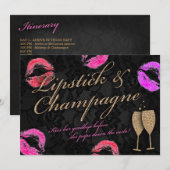 口紅とシャンパンの独身最後の夜 招待状 (正面/裏面)