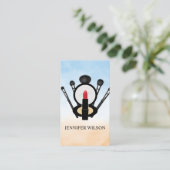 口紅とメイクアップ鏡 | ムアブラシ 名刺 (スタンド正面)