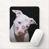 口紅のキスと密封される白い小犬愛 マウスパッド (マウス)