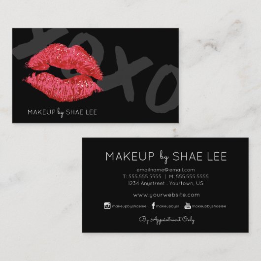 口紅のキスのメーキャップアーティストのスタイリストの名刺 名刺 (正面/裏面)