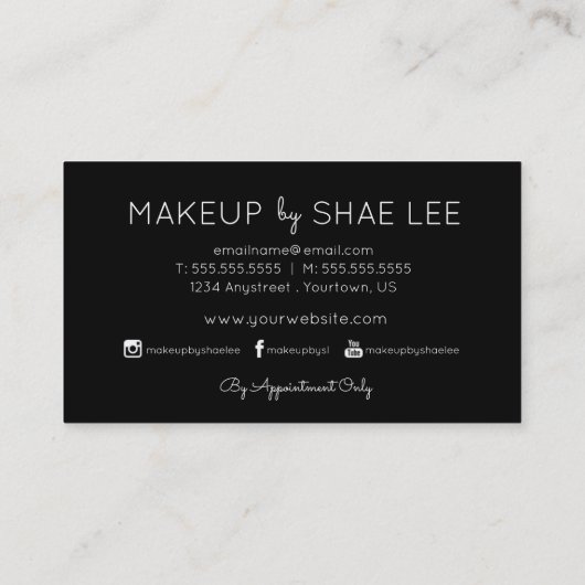 口紅のキスのメーキャップアーティストのスタイリストの名刺 名刺 (裏面)