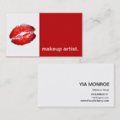 口紅のキスのモダンなアイコン-メーキャップアーティストの赤 名刺 (正面/裏面)