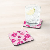 口紅のキスの形のプリントパターン コースター (右側)
