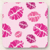 口紅のキスの形のプリントパターン コースター (正面)