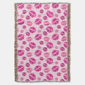 口紅のキスの形のプリントパターン スローブランケット (正面縦)