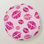 口紅のキスの形のプリントパターン ラウンドクッション (裏面)