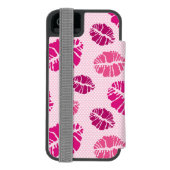 口紅のキスの形のプリントパターン INCIPIO iPhoneウォレットケース (フォリオ裏面)