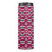 口紅のキスB&Wの縞模様 タンブラー (裏面)