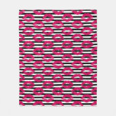 口紅のキスB&Wの縞模様 フリースブランケット (正面)