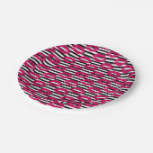 口紅のキスB&Wの縞模様 ペーパープレート (アングル)