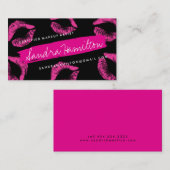 口紅のショッキングピンクのメーキャップアーティストの名刺 名刺 (正面/裏面)