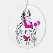 口紅のピンクの適当なひよこ セラミックオーナメント (左)