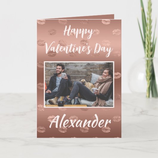 口紅のプリント バレンタインデーのための彼への写真 カード (正面)