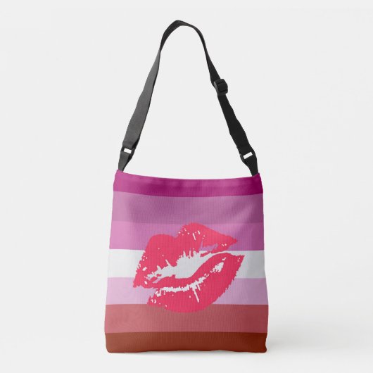 口紅のレズビアンのプライドの旗 クロスボディバッグ (裏面)