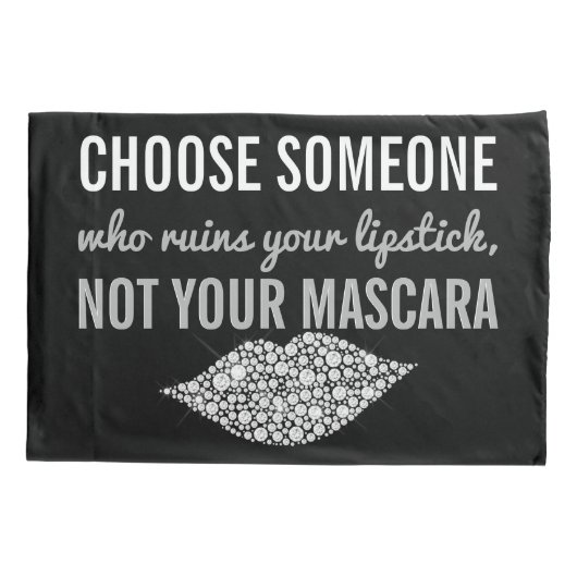 口紅の化粧の感動的な引用文の白黒 枕カバー (裏面)