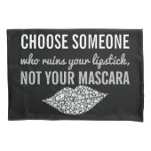 口紅の化粧の感動的な引用文の白黒 枕カバー (正面)