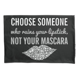 口紅の化粧の感動的な引用文の白黒 枕カバー