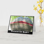 口紅の挨拶状を持つカバ カード (黄色い花)