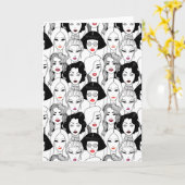 口紅の柄の女性 カード (黄色い花)