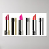 口紅の模様ピンクの赤いクロームの化粧品 ポスター (正面)