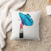 口紅を付けた蝶 クッション (ブランケット)