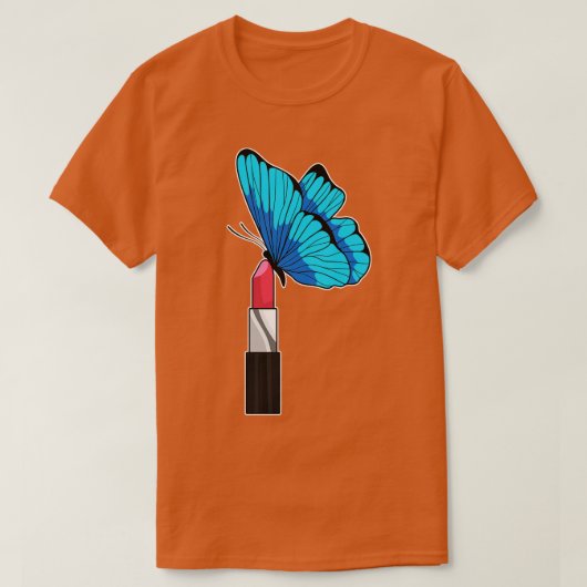 口紅を付けた蝶 Tシャツ (デザイン正面)