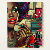 口紅を塗る美しいパーソナライズされた女性 プランナー手帳 (裏面)