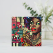 口紅を塗る美しい女性 (スタンド正面)