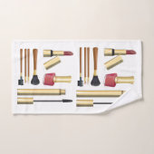 口紅ガーリー化粧品化粧 バスタオルセット (ハンドタオル)