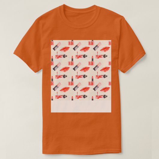 口紅キスをする模様の口 Tシャツ (デザイン正面)