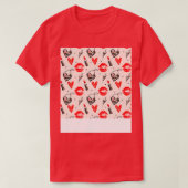 口紅キスをする模様2 Tシャツ (デザイン正面)