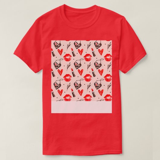 口紅キスをする模様2 Tシャツ (デザイン正面)