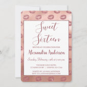 口紅キスバラ金ゴールドSweet sixteen誕生日 招待状 (正面)