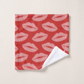 口紅キスパターンドレッド&ピンクバスタオル バスタオルセット (ウォッシュタオル)