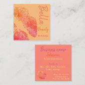口紅キスプリントピンクピーチオレンジ美しいスパ スクエア名刺 (正面/裏面)