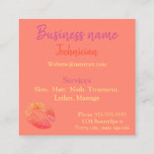 口紅キスプリントピンクピーチオレンジ美しいスパ スクエア名刺 (裏面)