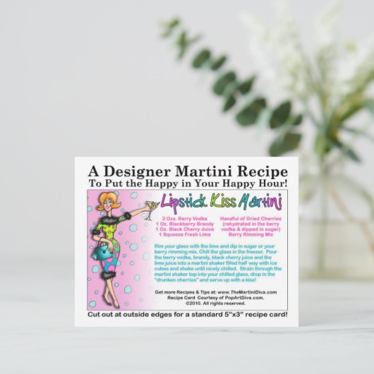 口紅キスマルティーニレシピ葉書 ポストカード (スタンド正面)