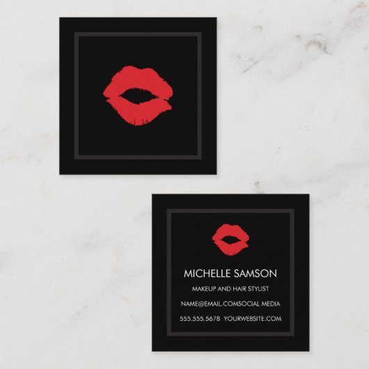 口紅キスメイクアップアーティスト スクエア名刺 (正面/裏面)