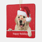 口紅キス付きクリスマスゴールデンレトリバー セラミックオーナメント (左)