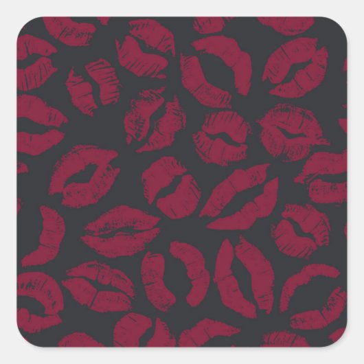 口紅キス：暗赤色インプリント スクエアシール (正面)