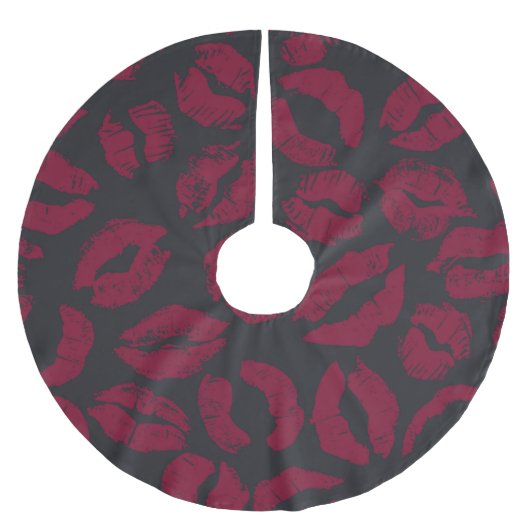 口紅キス：暗赤色インプリント ブラッシュドポリエステルツリースカート (正面)