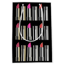 口紅クロムピンク黒の化粧品 ミディアムペーパーバッグ