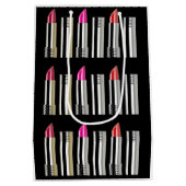 口紅クロムピンク黒の化粧品 ミディアムペーパーバッグ (裏面)