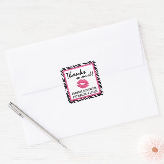 口紅ディストリビューターゼブラキスサンキューラベル スクエアシール (封筒)