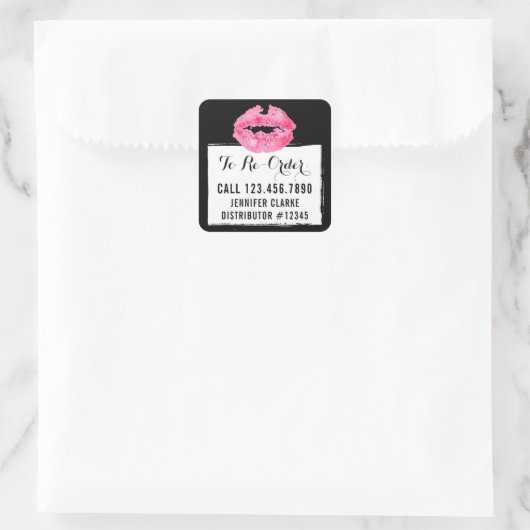 口紅ディストリビューターピンクキス再注文ラベル スクエアシール (バッグ)