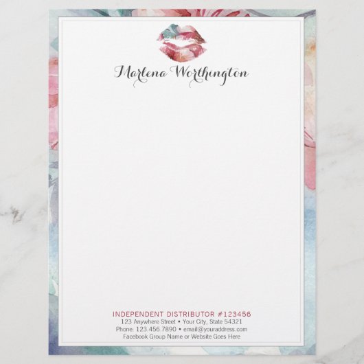 口紅ディストリビューターマーケティング水彩キスリップ レターヘッド (正面)